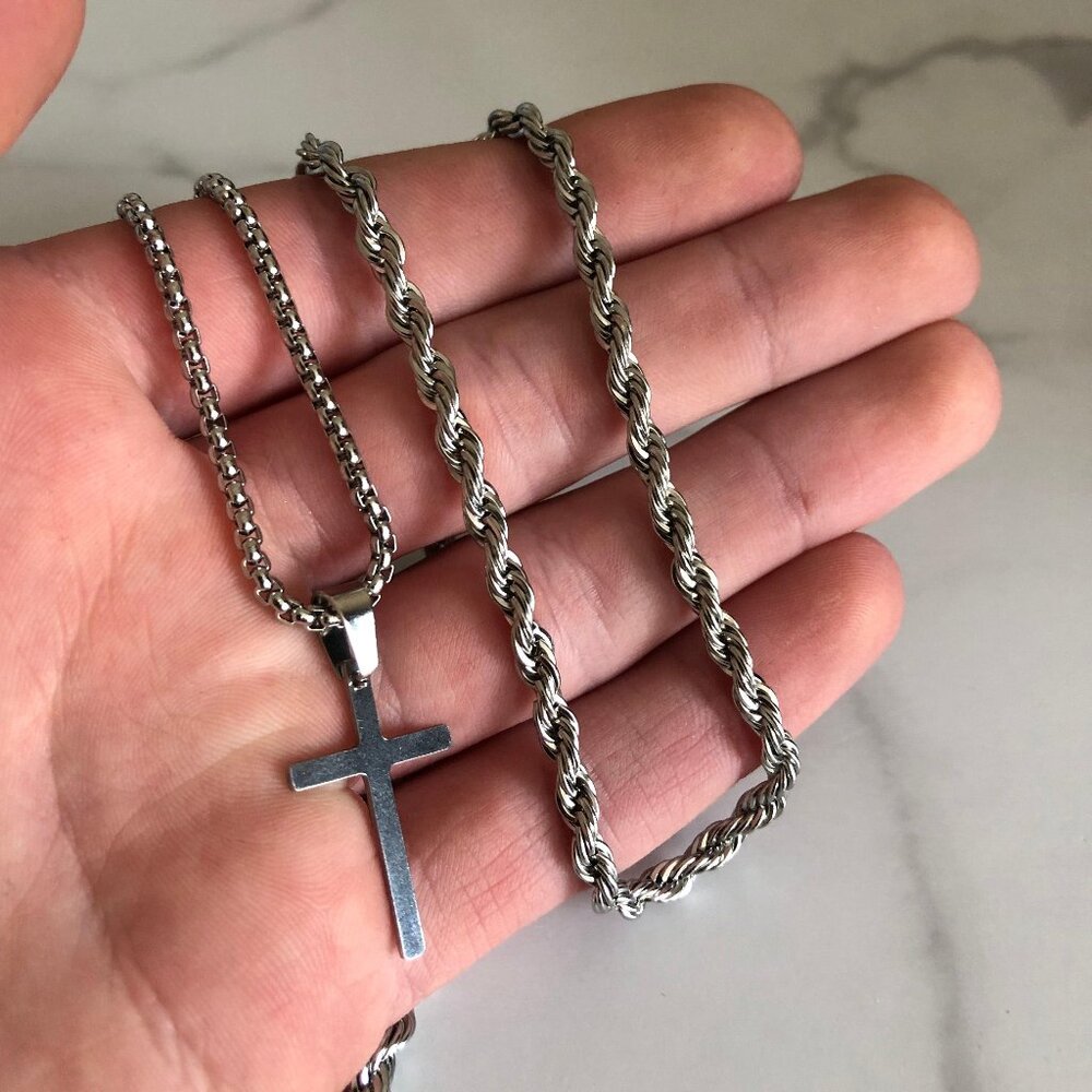 L'Homme Set - 2pcs Stainless Steel Necklace Set - Picture 3 of 4